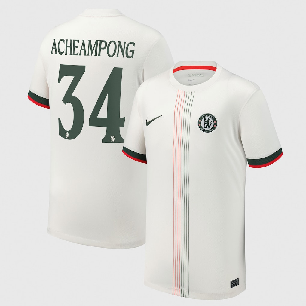 Chelsea FC chelsea cup nike away stadium shirt 2025-26 – youth with acheampong 34 printing Clothing - Buy Authentic Football Shirts UK