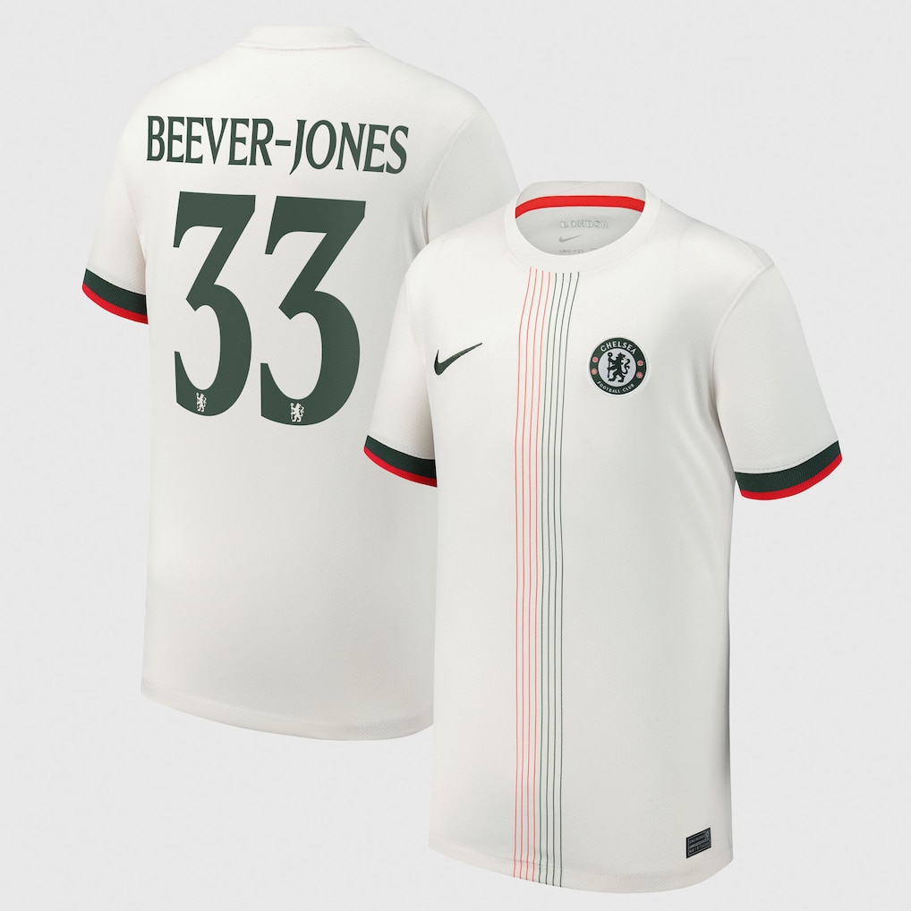 Chelsea FC chelsea cup nike away stadium shirt 2025-26 – youth with beever-jones 33 printing Clothing - Buy Authentic Football Shirts UK