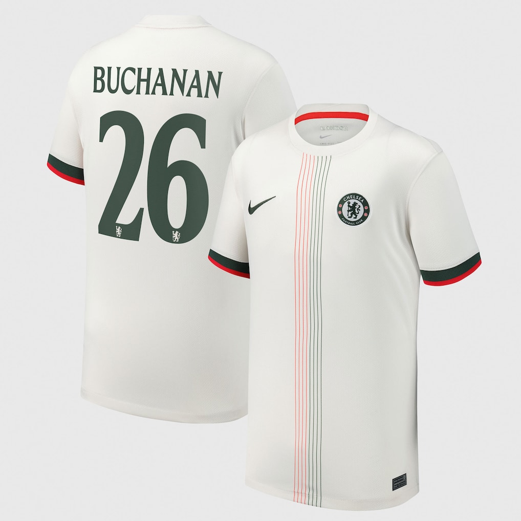 Chelsea FC chelsea cup nike away stadium shirt 2025-26 – youth with buchanan 26 printing Clothing - Buy Authentic Football Shirts UK